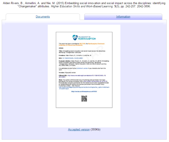 Full text download on NECTAR